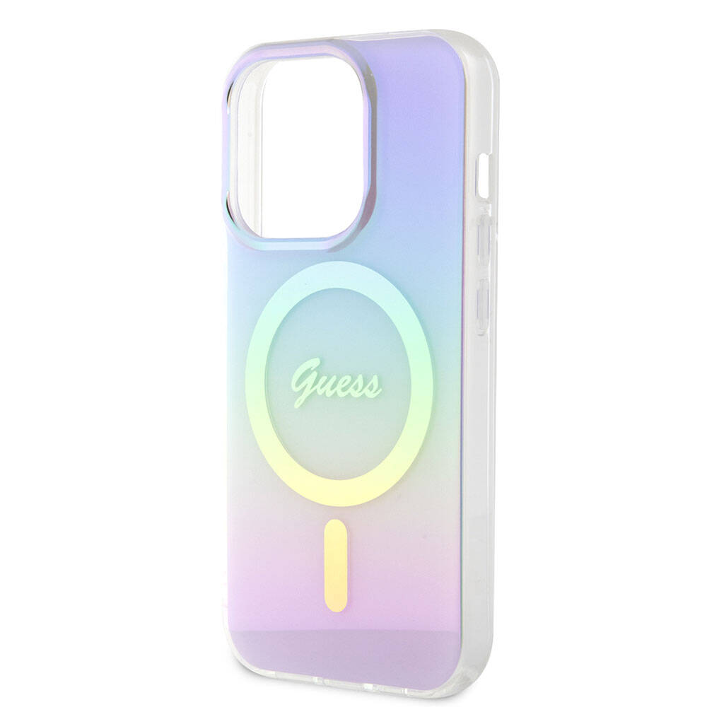 MagSafe Hülle für Apple iPhone 15 Pro, Guess, IML Iridescent, Lila