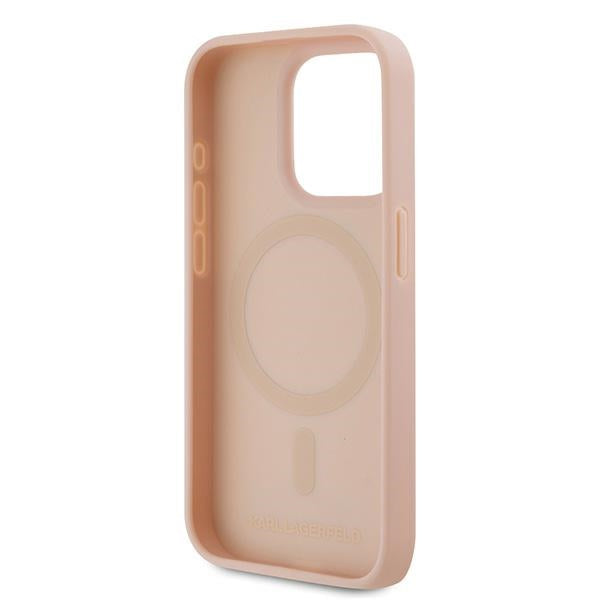 MagSafe Hülle für Apple iPhone 15 Pro, Karl Lagerfeld, Monogram Metal Logo, Rosa