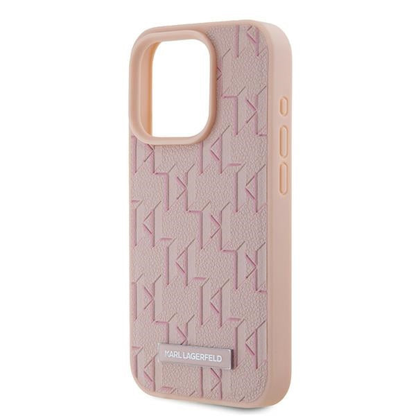 MagSafe Hülle für Apple iPhone 15 Pro, Karl Lagerfeld, Monogram Metal Logo, Rosa