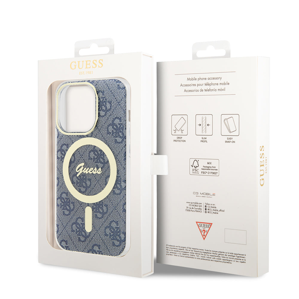 MagSafe Hülle für Apple iPhone 15 Pro Max, Guess, IML 4G, Blau