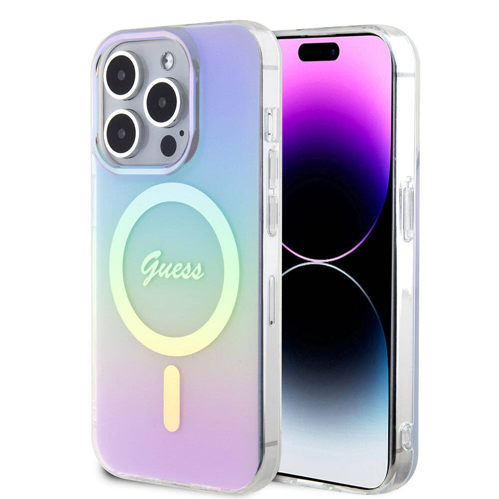 MagSafe Hülle für Apple iPhone 15 Pro Max, Guess, IML Iridescent, Lila