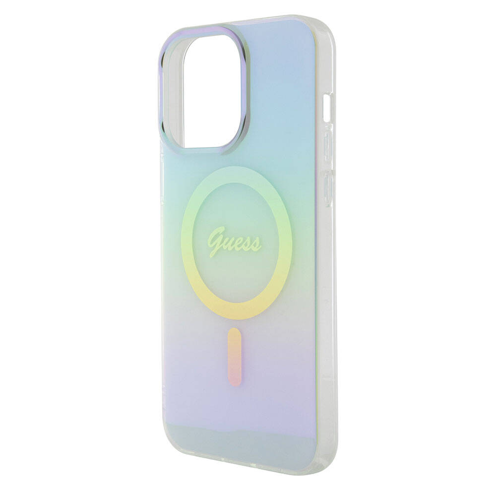 MagSafe Hülle für Apple iPhone 15 Pro Max, Guess, IML Iridescent, Türkis