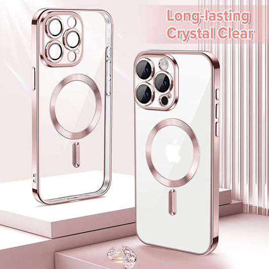 MagSafe-Hülle für Apple iPhone 15 Pro Max, Techsuit, Luxury Crystal, Rosa