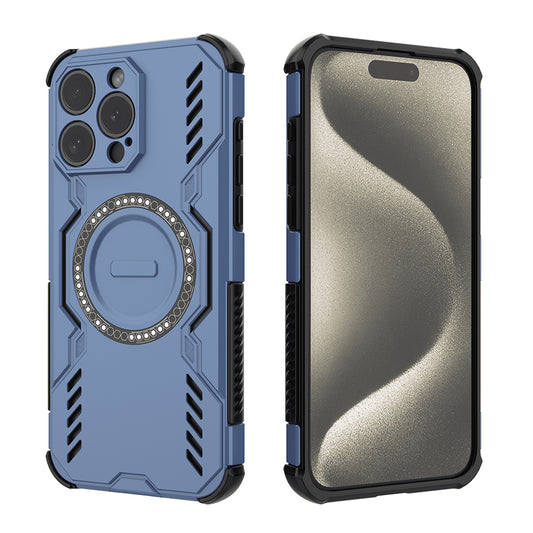 MagSafe-Hülle für Apple iPhone 15 Pro, Techsuit, ArmorMag, Blau