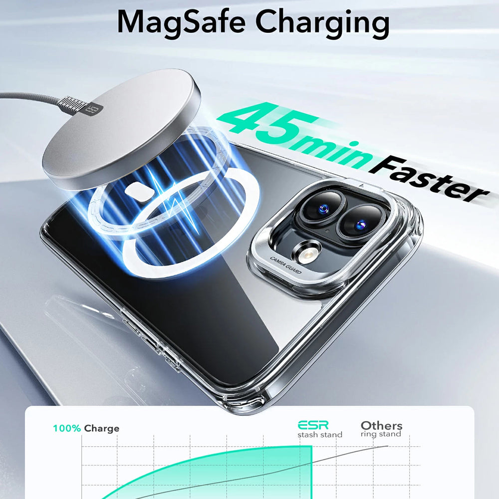 MagSafe Hülle für Apple iPhone 16, ESR, Classic Hybrid Kickstand, Transparent