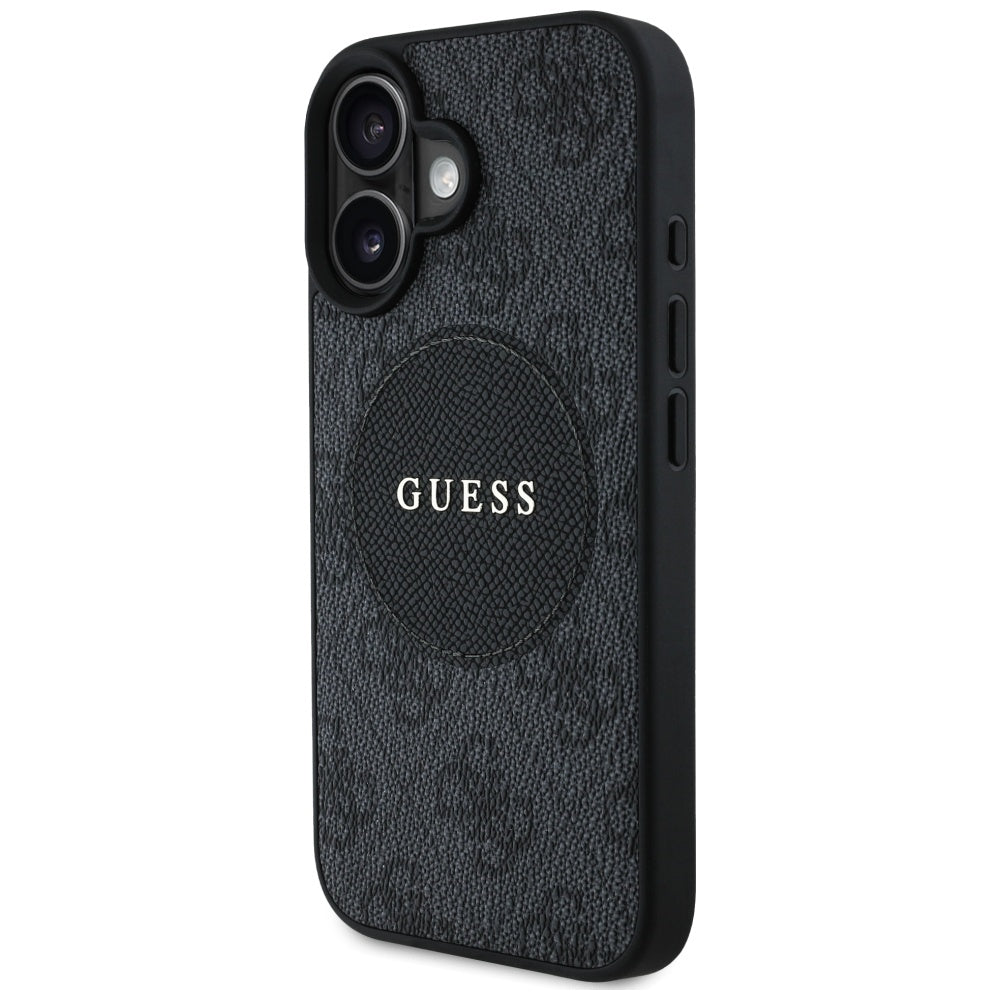 MagSafe Case for Apple iPhone 16, Guess, 4G Circle Classic Logo, Black
