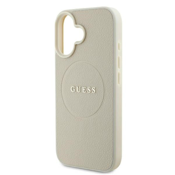 MagSafe Hülle für Apple iPhone 16, Guess, Grained Gold Ring, Beige