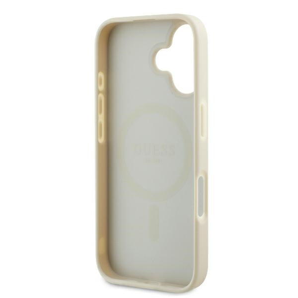 MagSafe Hülle für Apple iPhone 16, Guess, Grained Gold Ring, Beige