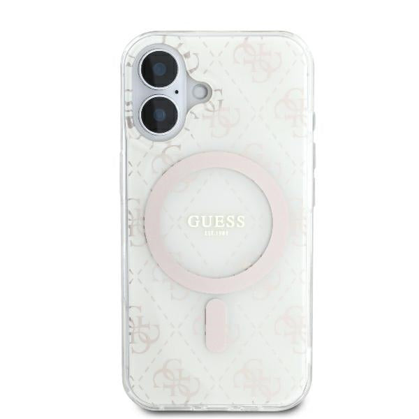 MagSafe Hülle für Apple iPhone 16, Guess, IML 4G Hintergrund, Weiß