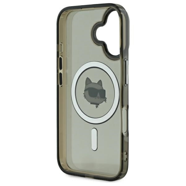 MagSafe Case for Apple iPhone 16, Karl Lagerfeld, IML Metal Choupette's Head, Black