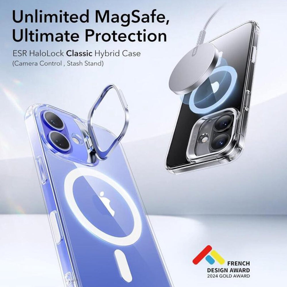 MagSafe Hülle für Apple iPhone 16 Plus, ESR, Classic Hybrid Kickstand Slide, Transparent