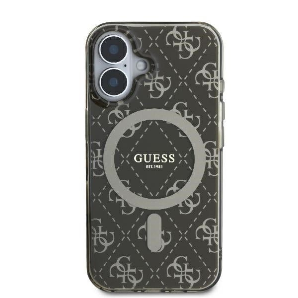 MagSafe Hülle für Apple iPhone 16 Plus, Guess, IML 4G Hintergrund, Braun