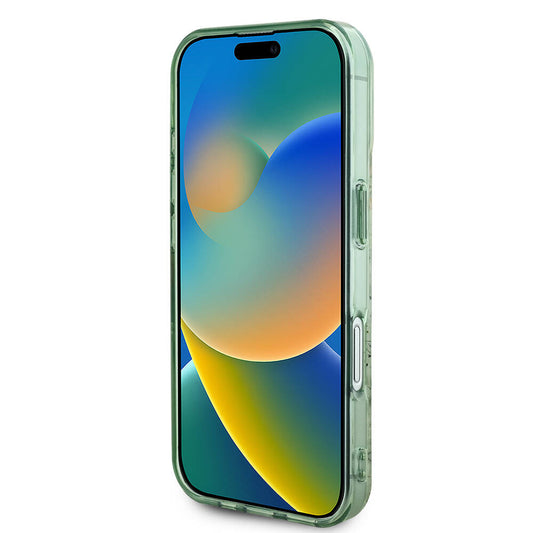 MagSafe Hülle für Apple iPhone 16 Plus, Guess, IML Flower & Tonal Circle, Grün