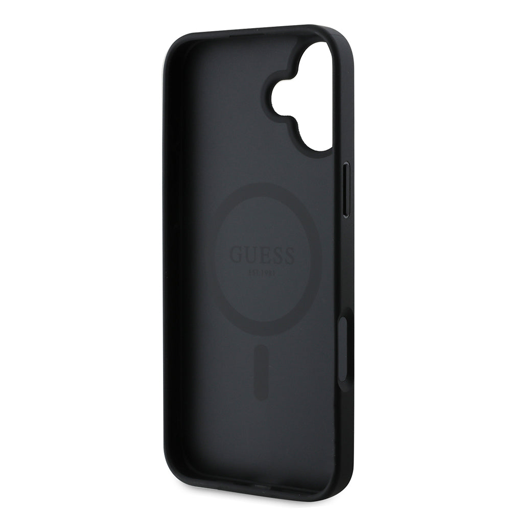 MagSafe Hülle für Apple iPhone 16 Plus, Guess, Saffiano Classic Logo, Schwarz