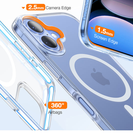 MagSafe Hülle für Apple iPhone 16 Plus, Torras, Diamond, Transparent
