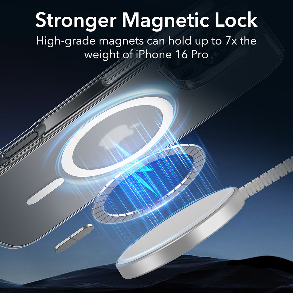MagSafe Hülle für Apple iPhone 16 Pro, ESR, Classic Hybrid, Satiniert Transparent