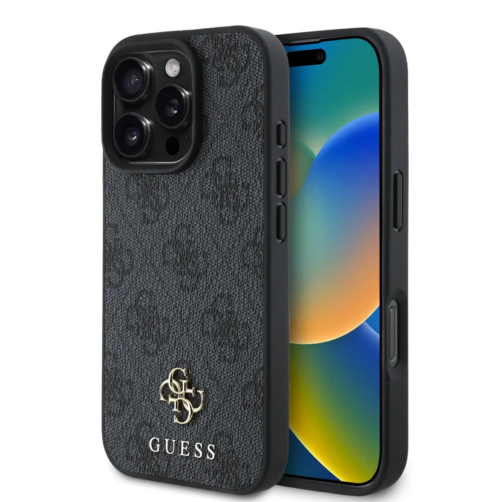 MagSafe Hülle für Apple iPhone 16 Pro, Guess, 4G Classic, Schwarz