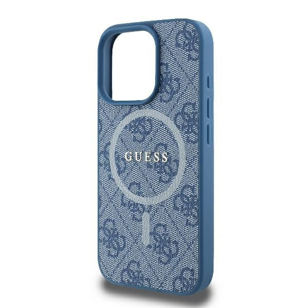 MagSafe Hülle für Apple iPhone 16 Pro, Guess, 4G Ring Classic Logo, Blau