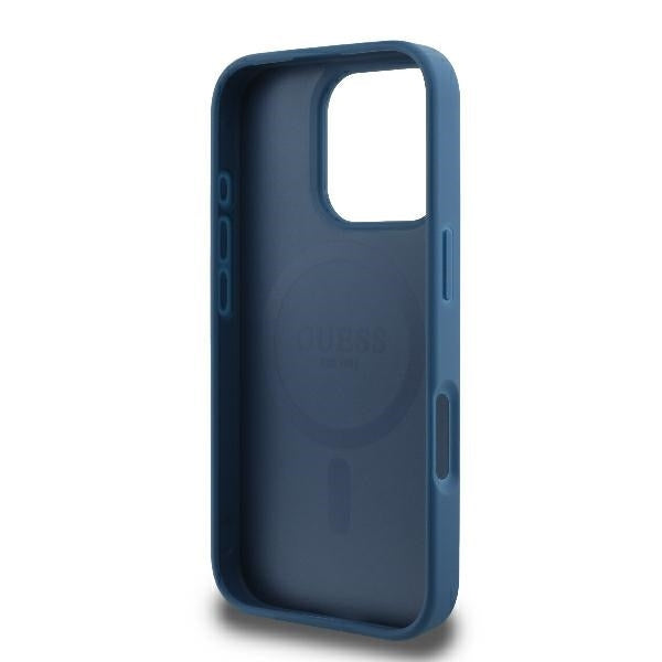 MagSafe Hülle für Apple iPhone 16 Pro, Guess, 4G Ring Classic Logo, Blau