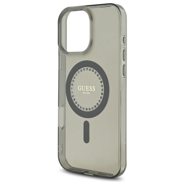 MagSafe Hülle für Apple iPhone 16 Pro, Guess, IML Rhinestone, Schwarz