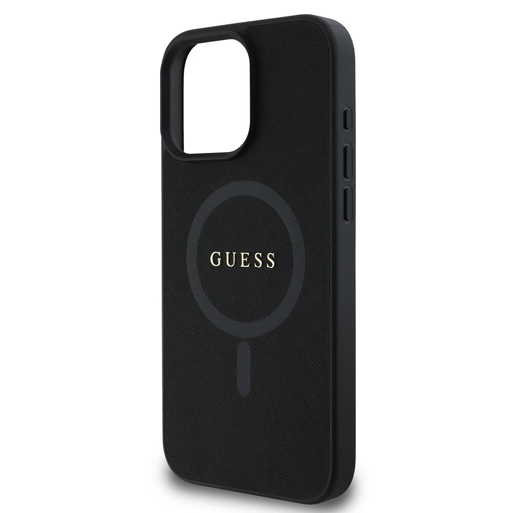 MagSafe Case for Apple iPhone 16 Pro, Guess, Saffiano Classic Logo, Black