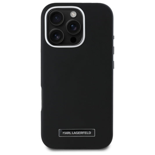 MagSafe Hülle für Apple iPhone 16 Pro, Karl Lagerfeld, FW Metal Plate, Schwarz