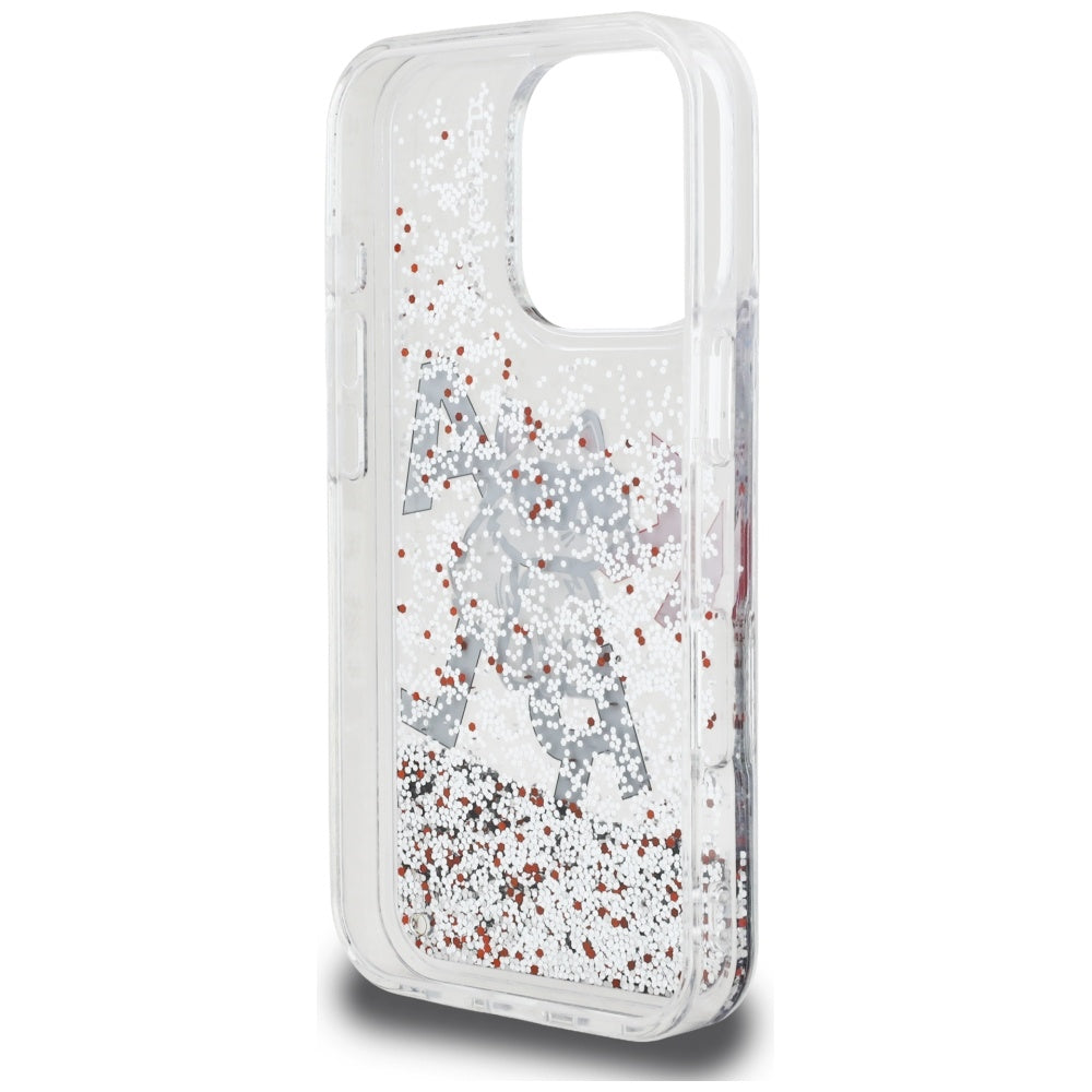 MagSafe Case for Apple iPhone 16 Pro, Karl Lagerfeld, Liquid Glitter Choupette Logo, Transparent