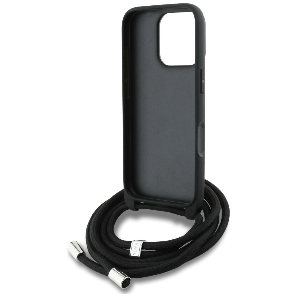 MagSafe Hülle für Apple iPhone 16 Pro, Karl Lagerfeld, Saffiano Crossbody, Schwarz