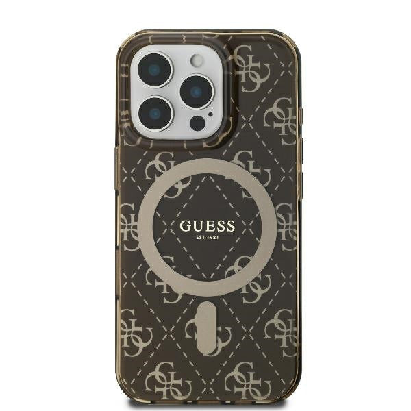MagSafe Case for Apple iPhone 16 Pro Max, Guess, IML 4G Background, Brown