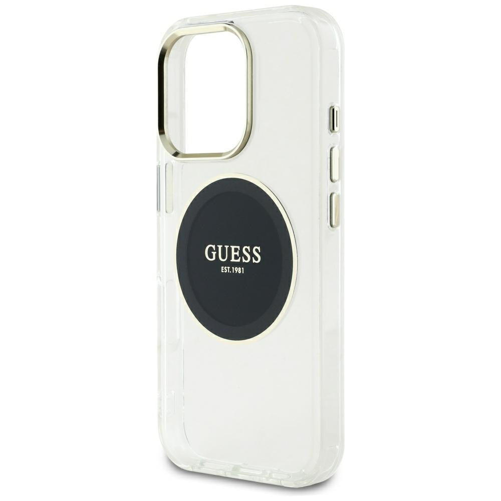 MagSafe Hülle für Apple iPhone 16 Pro Max, Guess, IML Metal Colored Circle, Schwarz