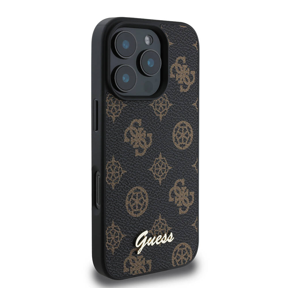 MagSafe Case for Apple iPhone 16 Pro Max, Guess, Peony Script, Black