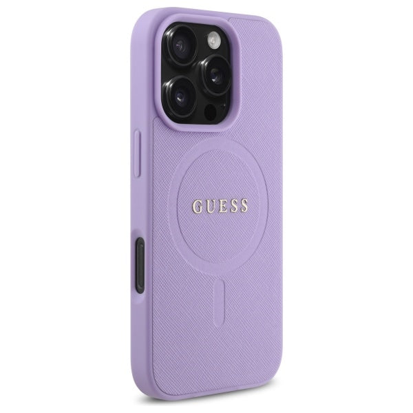 MagSafe Hülle für Apple iPhone 16 Pro Max, Guess, Saffiano, Lila