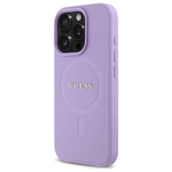 MagSafe Hülle für Apple iPhone 16 Pro Max, Guess, Saffiano, Lila