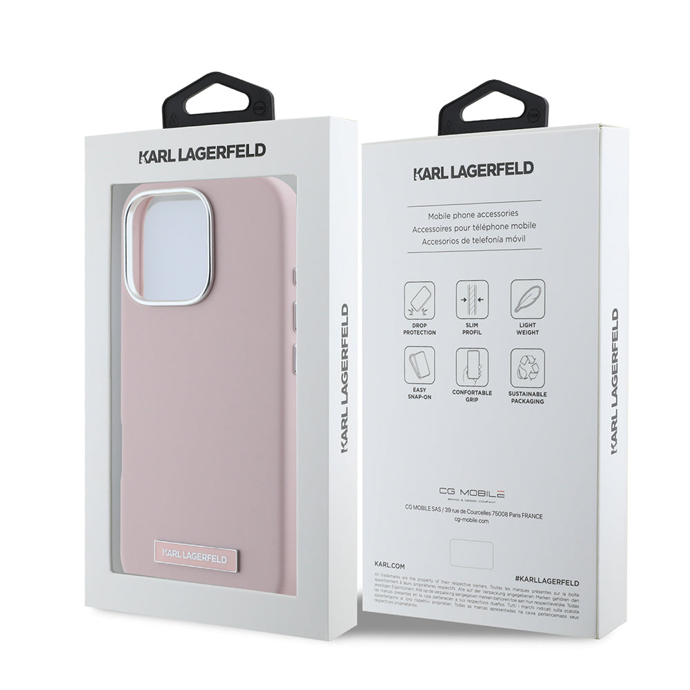 MagSafe Hülle für Apple iPhone 16 Pro Max, Karl Lagerfeld, FW Metal Plate, Rosa