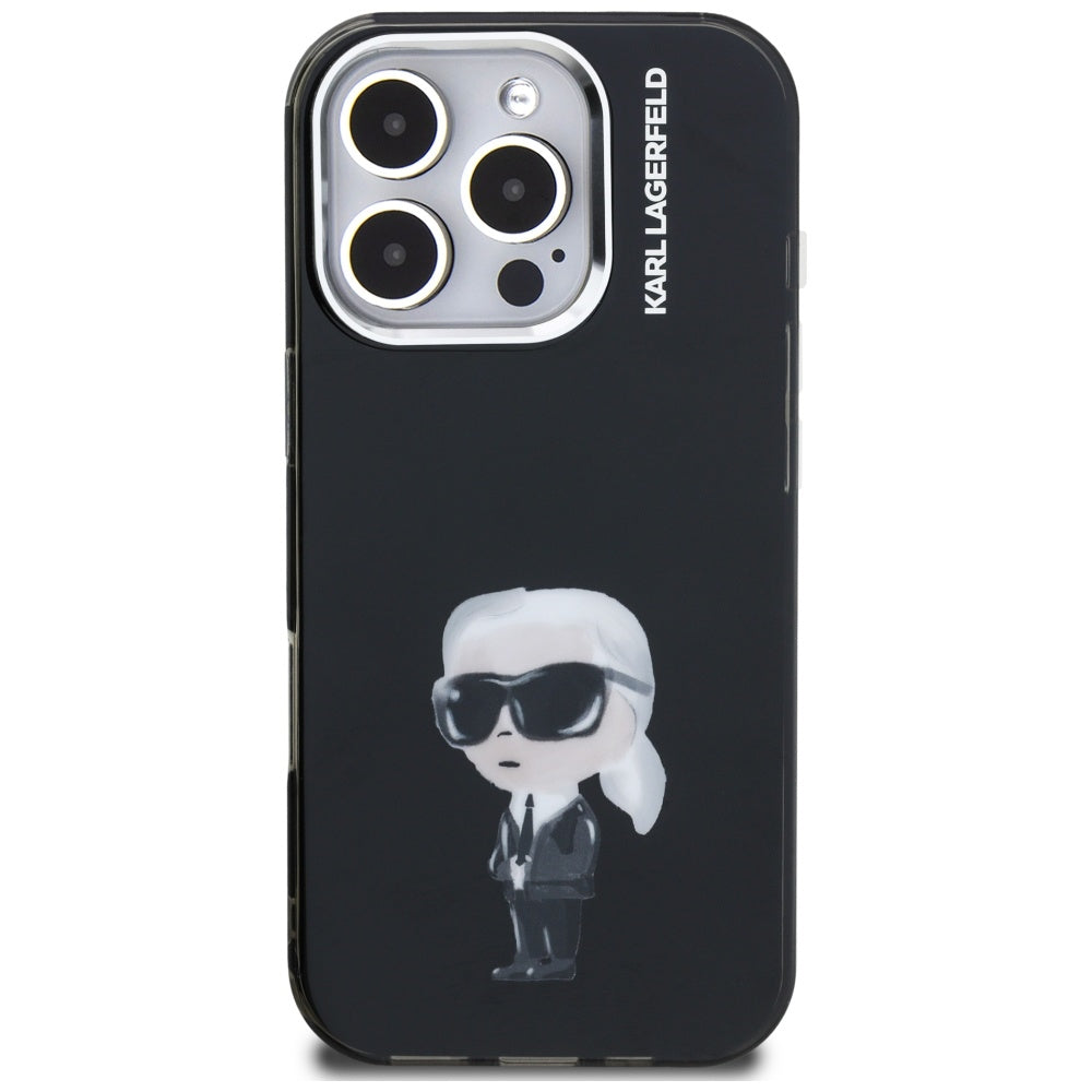 MagSafe Hülle für Apple iPhone 16 Pro Max, Karl Lagerfeld, IML Aquarelle Logo Karl, Schwarz