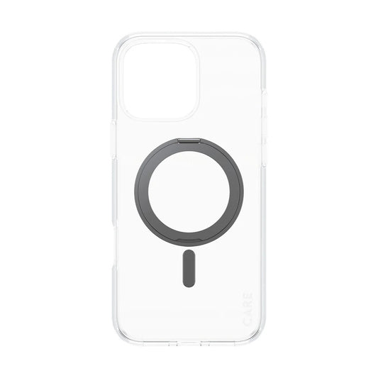MagSafe Hülle für Apple iPhone 16 Pro Max, PanzerGlass, Care Feature Kickstand, Transparent Schwarz