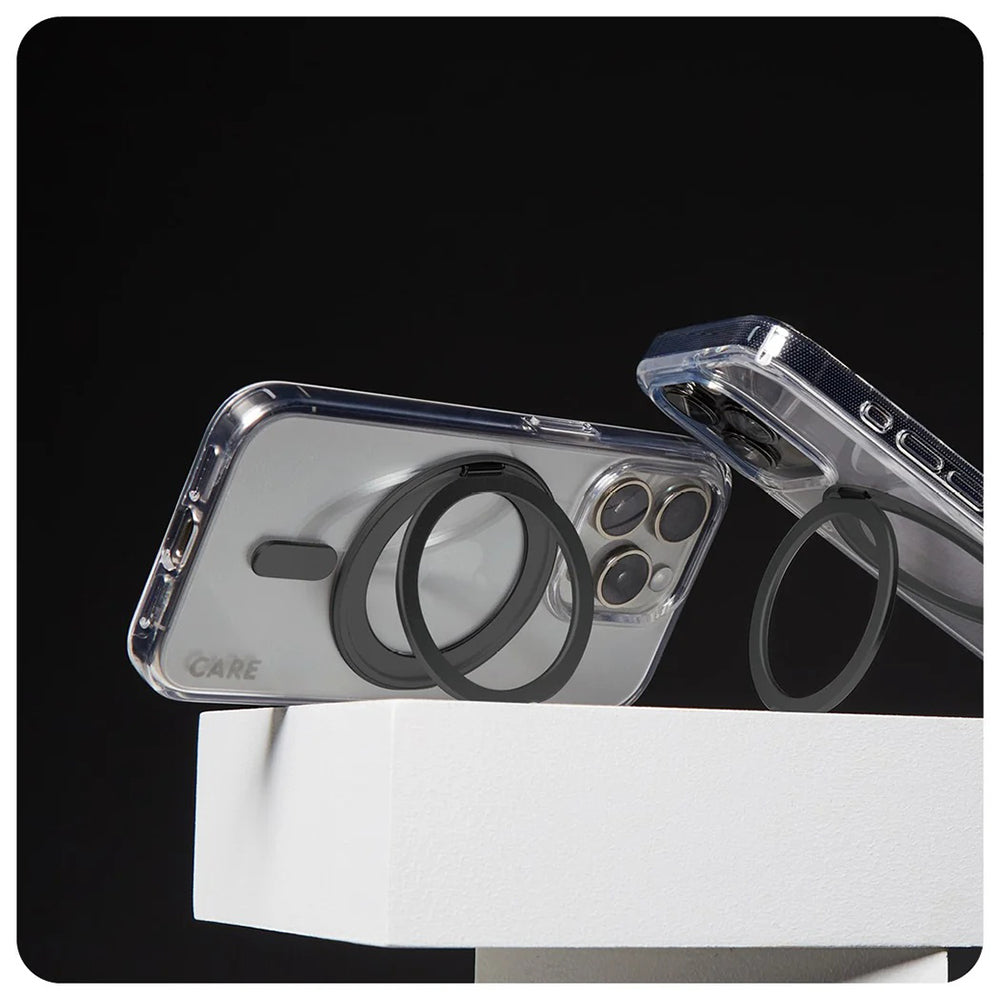 MagSafe Hülle für Apple iPhone 16 Pro Max, PanzerGlass, Care Feature Kickstand, Transparent Schwarz