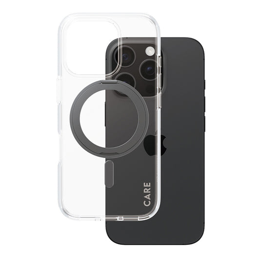 MagSafe Hülle für Apple iPhone 16 Pro, PanzerGlass, mit Kickstand, Schwarz Transparent