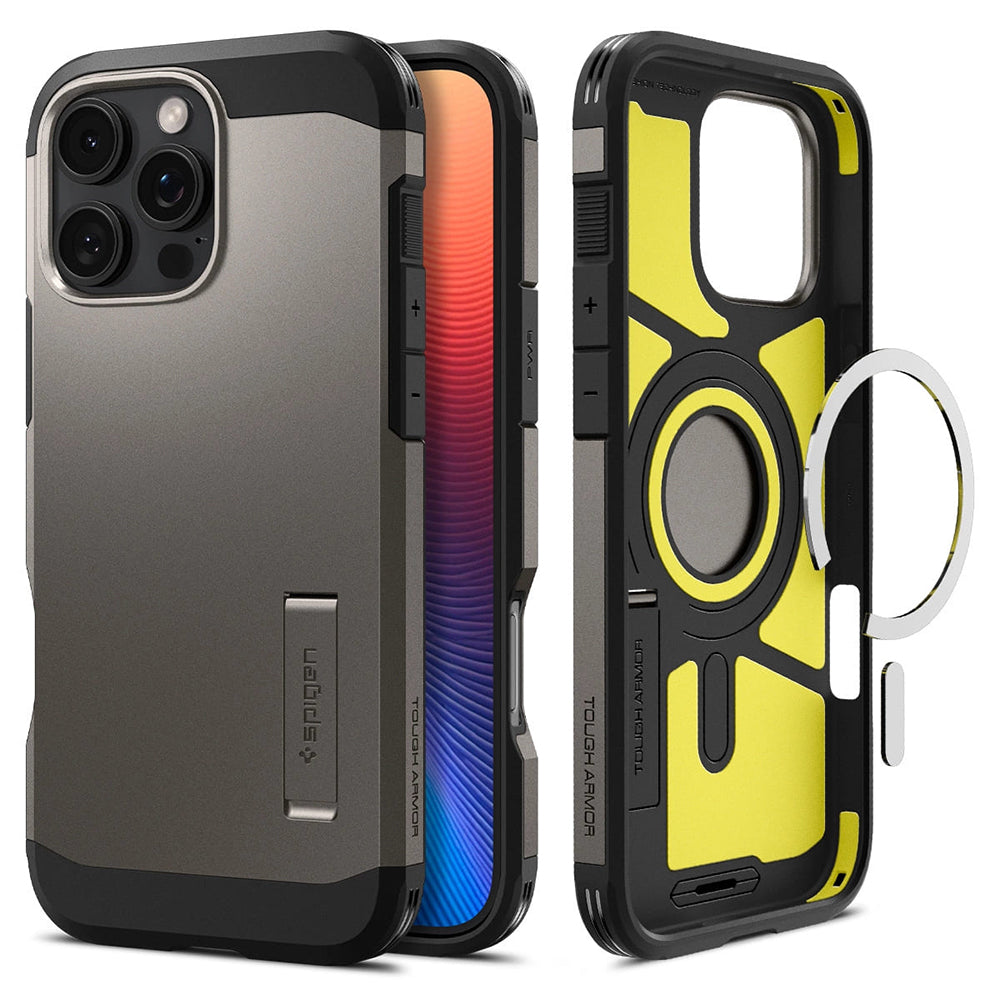 MagSafe Case for Apple iPhone 16 Pro, Spigen, Tough Armor, Gray ACS08145
