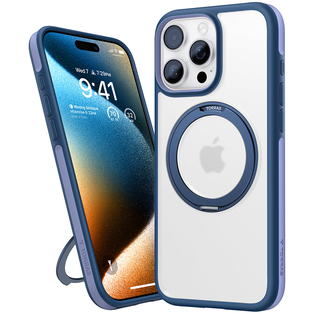 MagSafe Hülle für Apple iPhone 16 Pro, Torras, Ostand R Fusion, Marineblau
