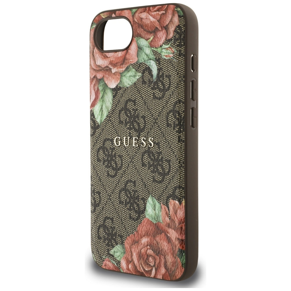 MagSafe Hülle für Apple iPhone 17e / 16e, Guess, 4G Flowers Print, Braun