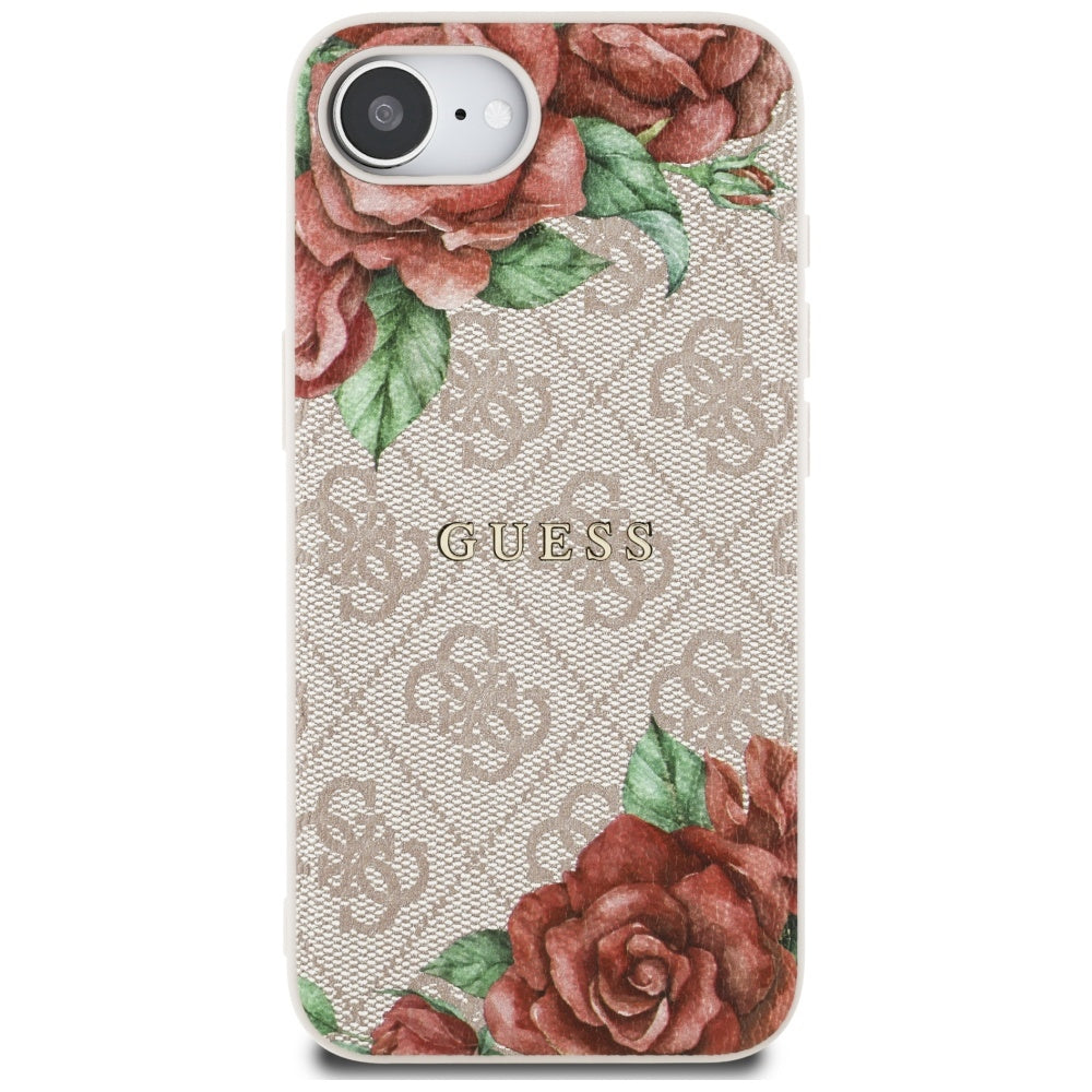 MagSafe Hülle für Apple iPhone 17e / 16e, Guess, 4G Flowers Print, Rosa