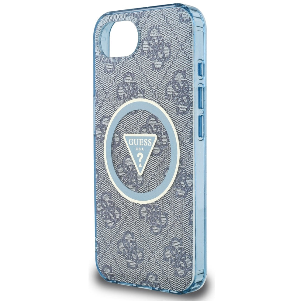 MagSafe Hülle für Apple iPhone 17e / 16e, Guess, IML Glitter 4G Circle Triangle, Blau