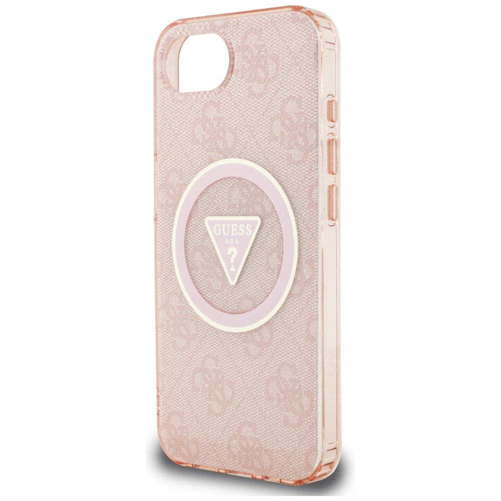 MagSafe Hülle für Apple iPhone 17e / 16e, Guess, IML Glitter 4G Circle Triangle, Rosa