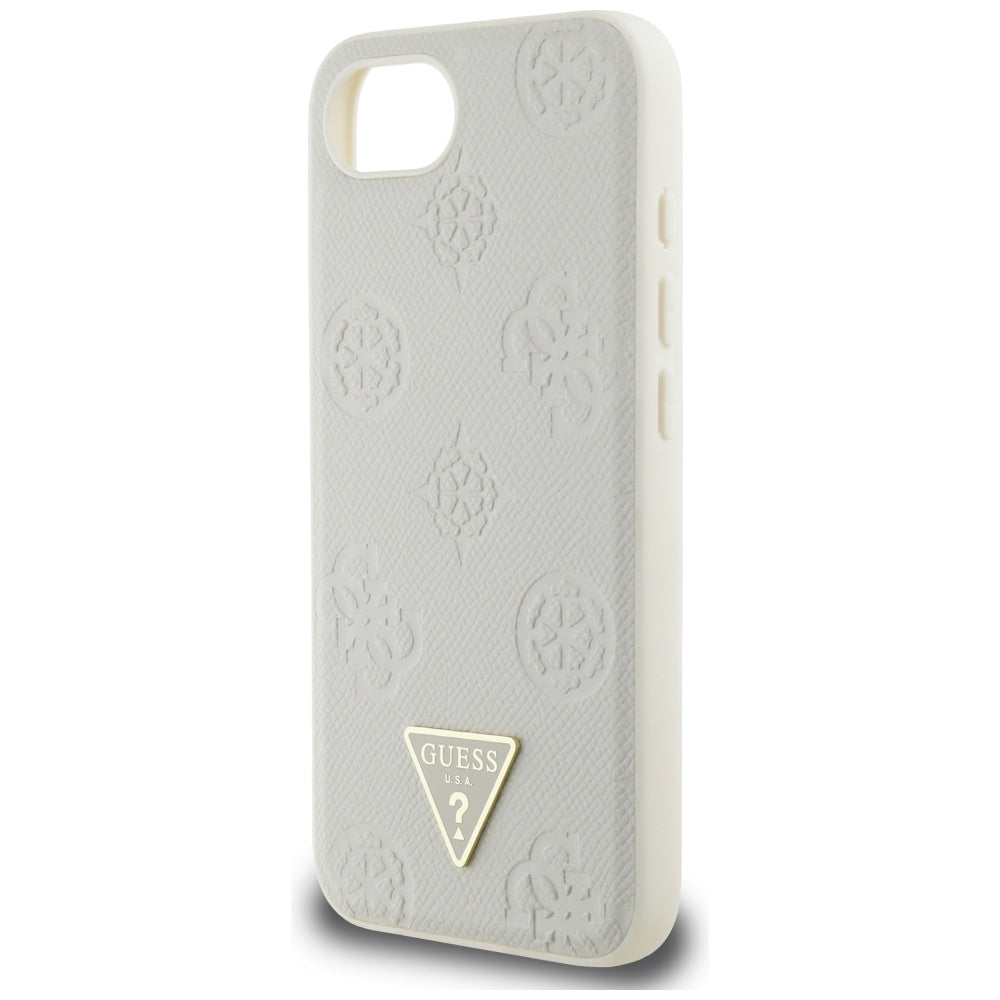 MagSafe Hülle für Apple iPhone 17e / 16e, Guess, Peony Grained Hot Stamp Triangle, Beige