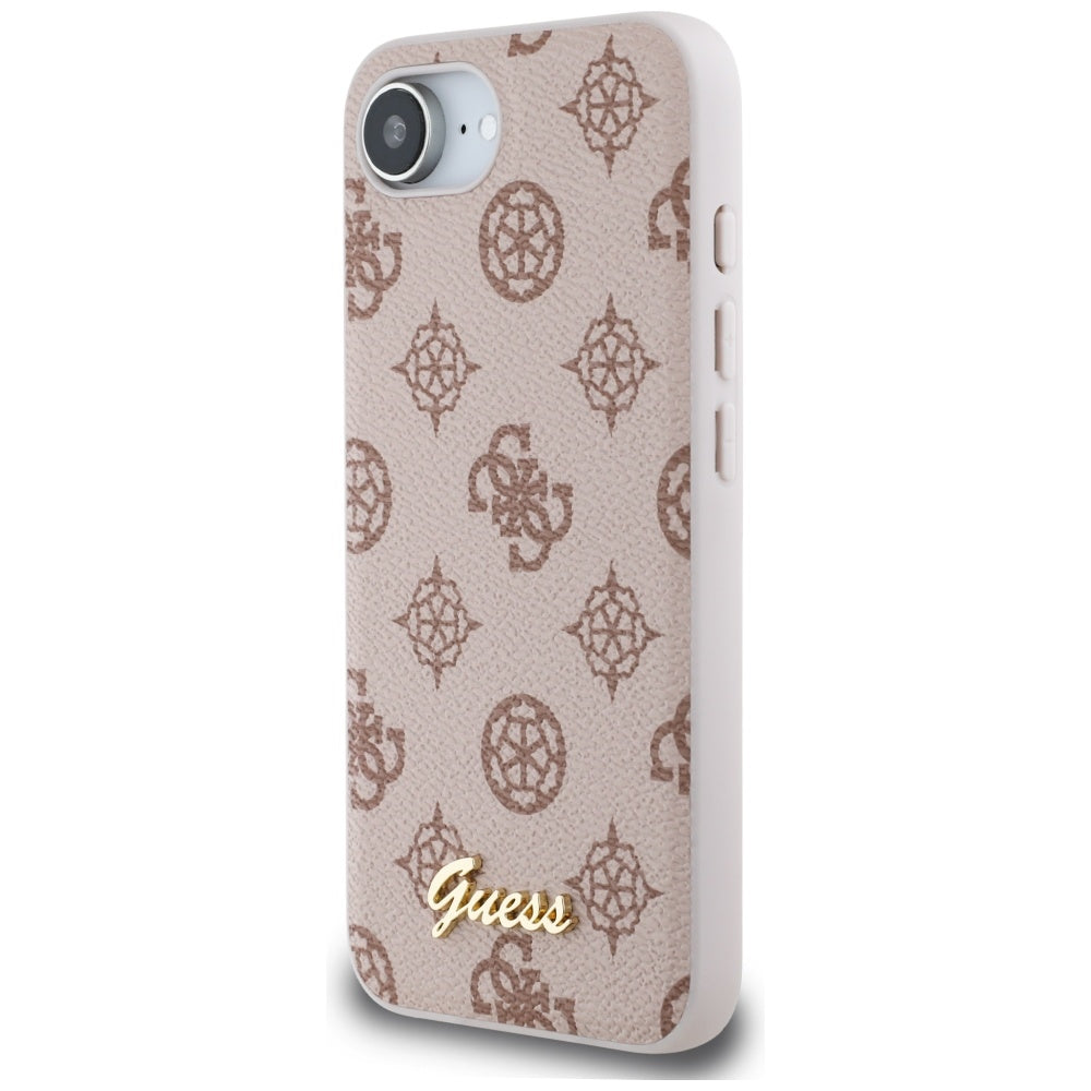 MagSafe Hülle für Apple iPhone 17e / 16e, Guess, Peony Script, Braun