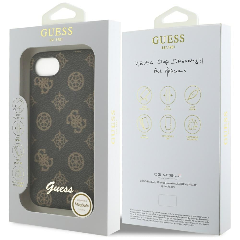 MagSafe Hülle für Apple iPhone 17e / 16e, Guess, Peony Script, Schwarz