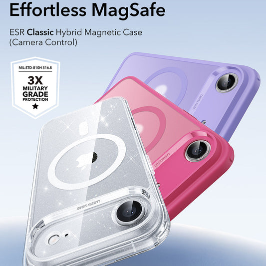 MagSafe Case for Apple iPhone 17 Air, ESR, Classic Hybrid Shimmer, Transparent