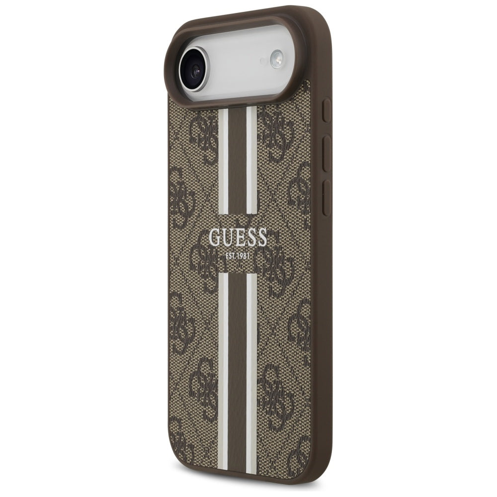 MagSafe Hülle für Apple iPhone 17 Air, Guess, 4G Printed Stripes, Braun