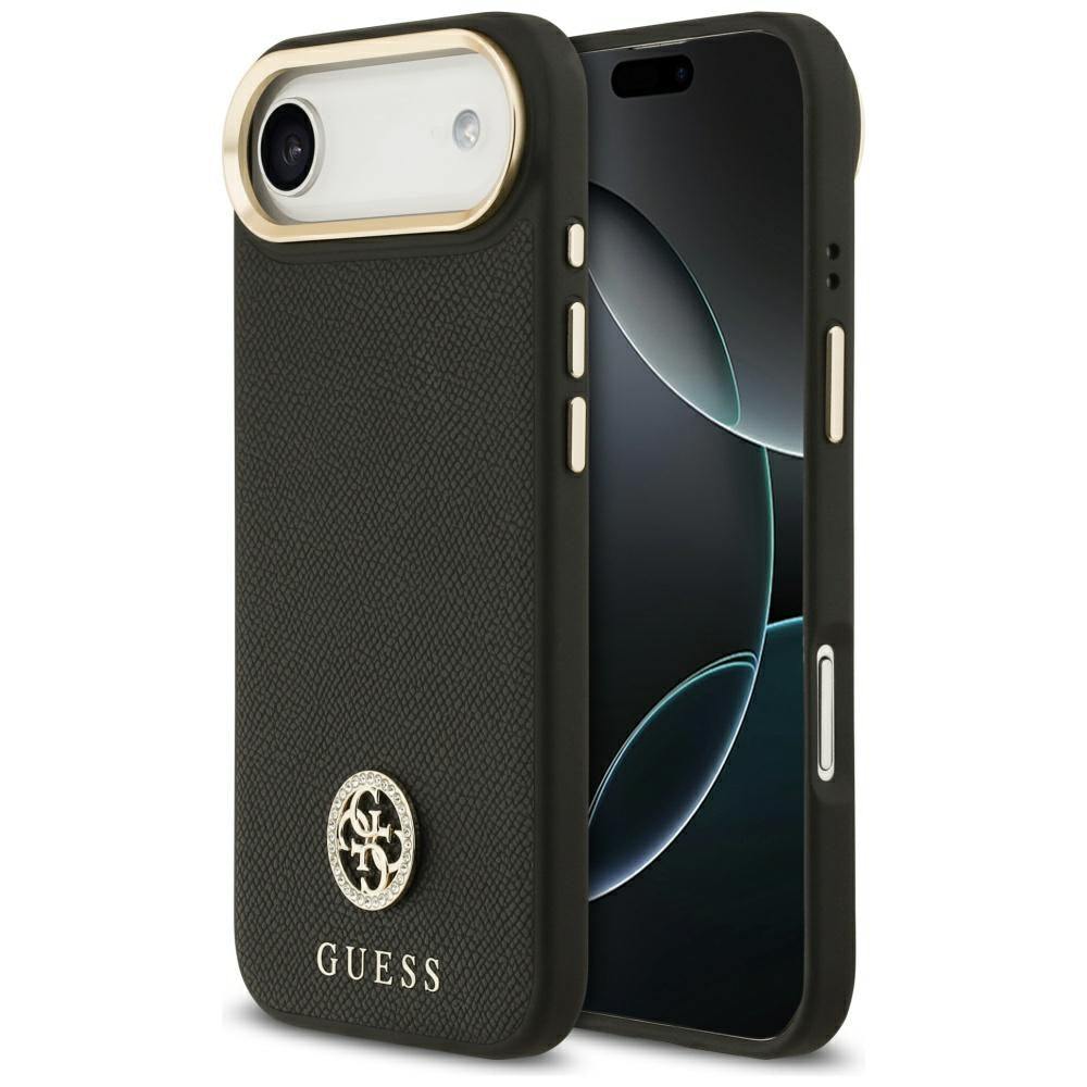 MagSafe Hülle für Apple iPhone 17 Air, Guess, Grained Strass Logo, Schwarz